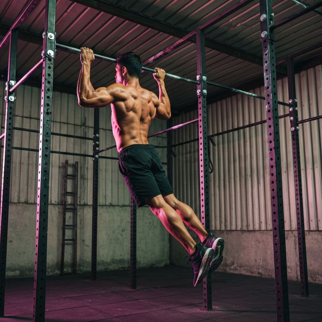 Street workout sportoló mutatványa a rúdon